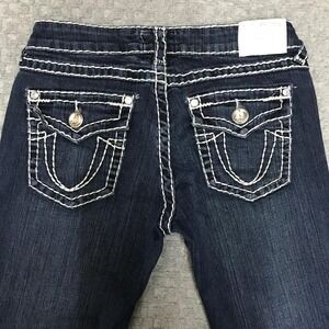 LA Idol USA Jeans Womens 9/28 Dark Wash Bootcut Contrast Stitch Rhinestones Norm